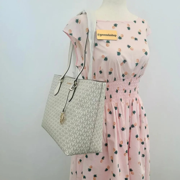 Michael Kors Sheila Large Signature Logo Tote Bag LT Cream MK - Picture 10 of 10